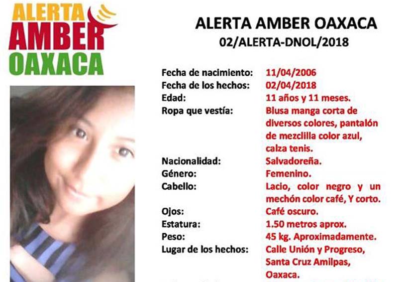 Desaparece niña de Santa Cruz Amilpas, Oaxaca. Noticias en tiempo real