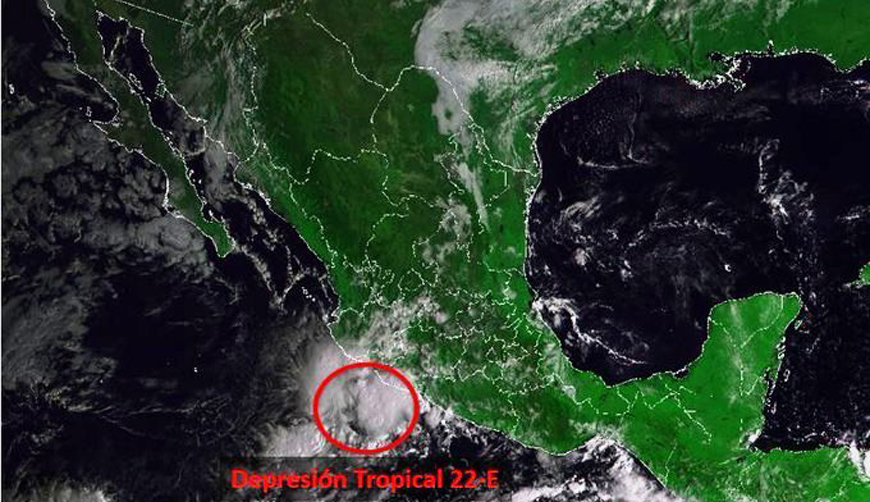 Se forma la depresión tropical 22-E frente a costas de Michoacán. Noticias en tiempo real