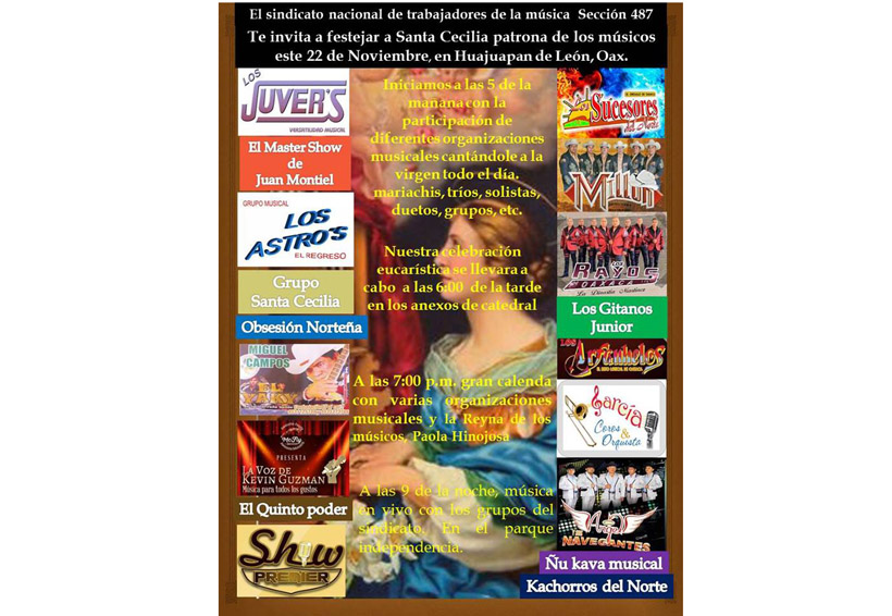 Hoy celebran en Oaxaca a la patrona de los músicos | El Imparcial de Oaxaca