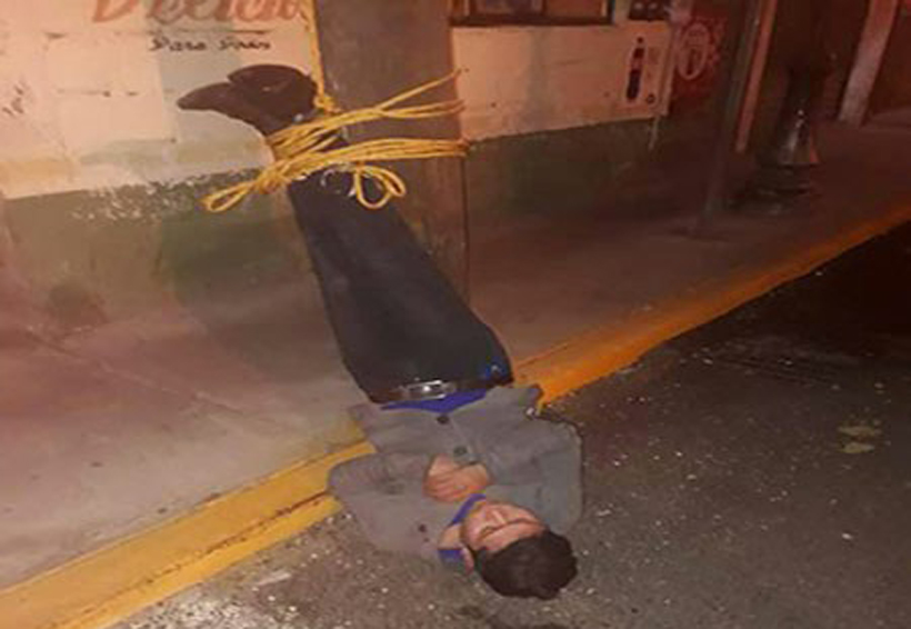 Vecinos amarran a un poste a un ladrón que intentaba robar una camioneta | El Imparcial de Oaxaca