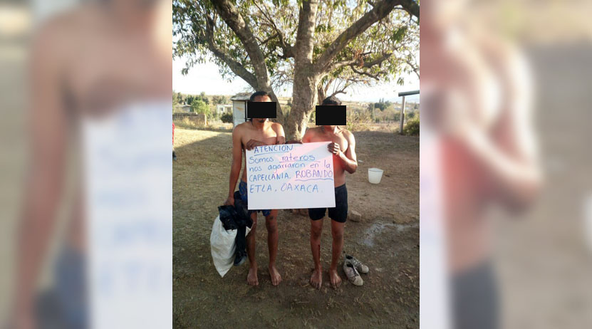 Se paseaban de manera sospechosa en población de Etla, los amarran y exhiben