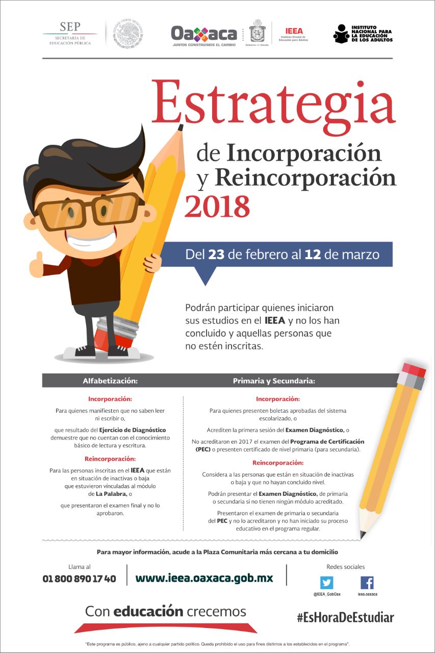 Implementará el IEEA la “Estrategia de Incorporación y Reincorporación 2018” | El Imparcial de Oaxaca