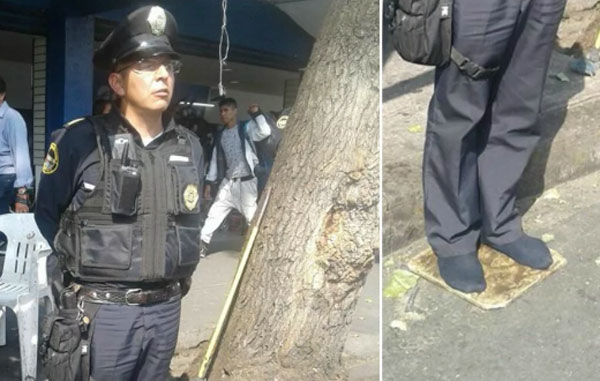 Viral imagen de policía mexicano trabajando en calcetines | El Imparcial de Oaxaca