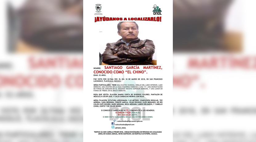 Buscan a carpintero; el 18 de marzo desapareció en San Francisco Lachigoló, Oaxaca | El Imparcial de Oaxaca