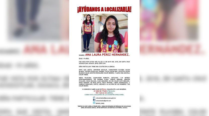 Preocupa la desaparición de jovencita estudiante de Xoxocotlán, Oaxaca | El Imparcial de Oaxaca