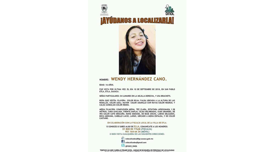 Buscan a adolescente desaparecida en San Pablo Etla | El Imparcial de Oaxaca