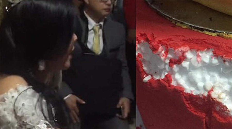 Video: Novios son estafados en su boda; el pastel resultó ser de unicel