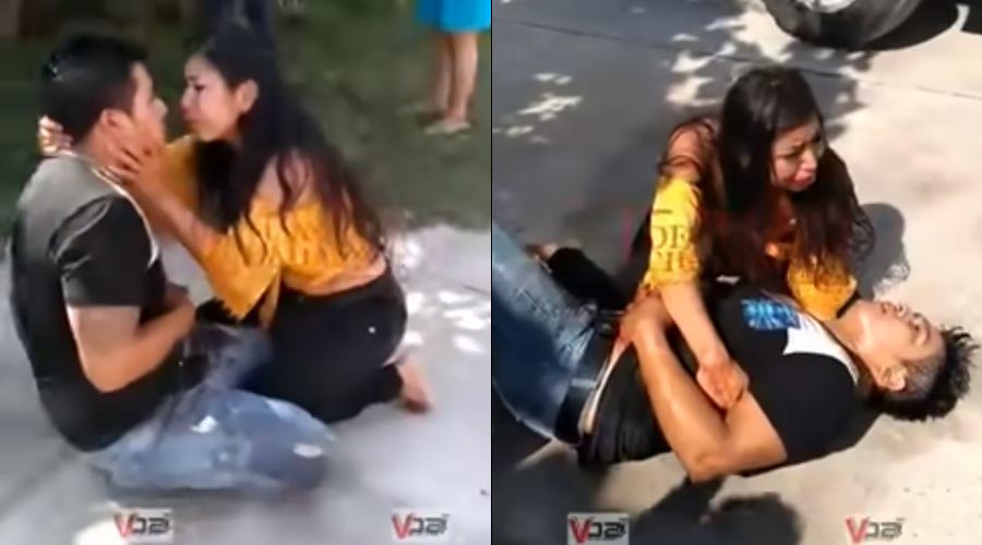 Video: Mujer le pide perdón a su pareja tras apuñalarlo en motel