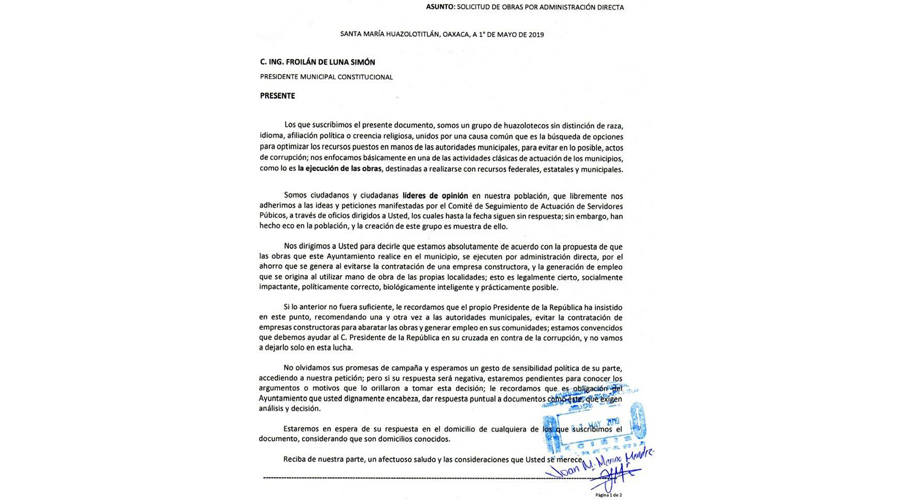 Suspenden el arranque de la obra en Santa María Huazolotitlan