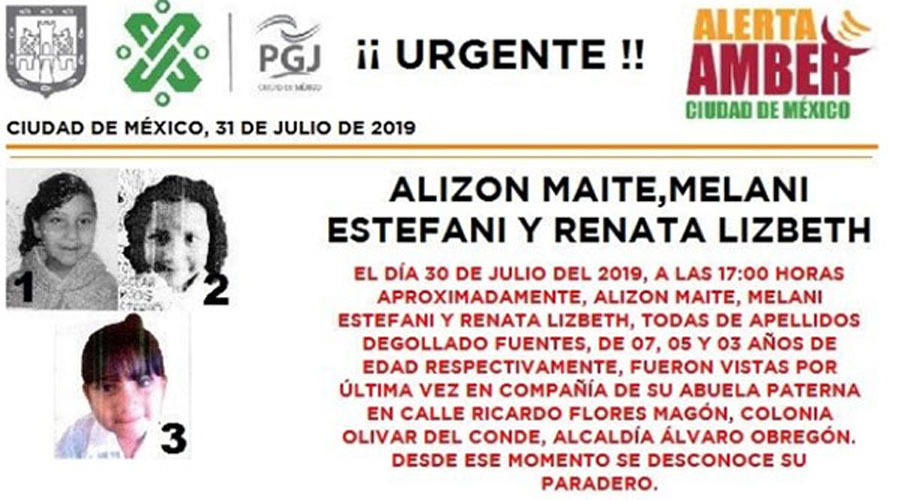 Lanzan Alerta Amber para localizar a tres niñas desaparecidas | El Imparcial de Oaxaca Lanzan Alerta Amber para localizar a tres niñas desaparecidas | El Imparcial de Oaxaca