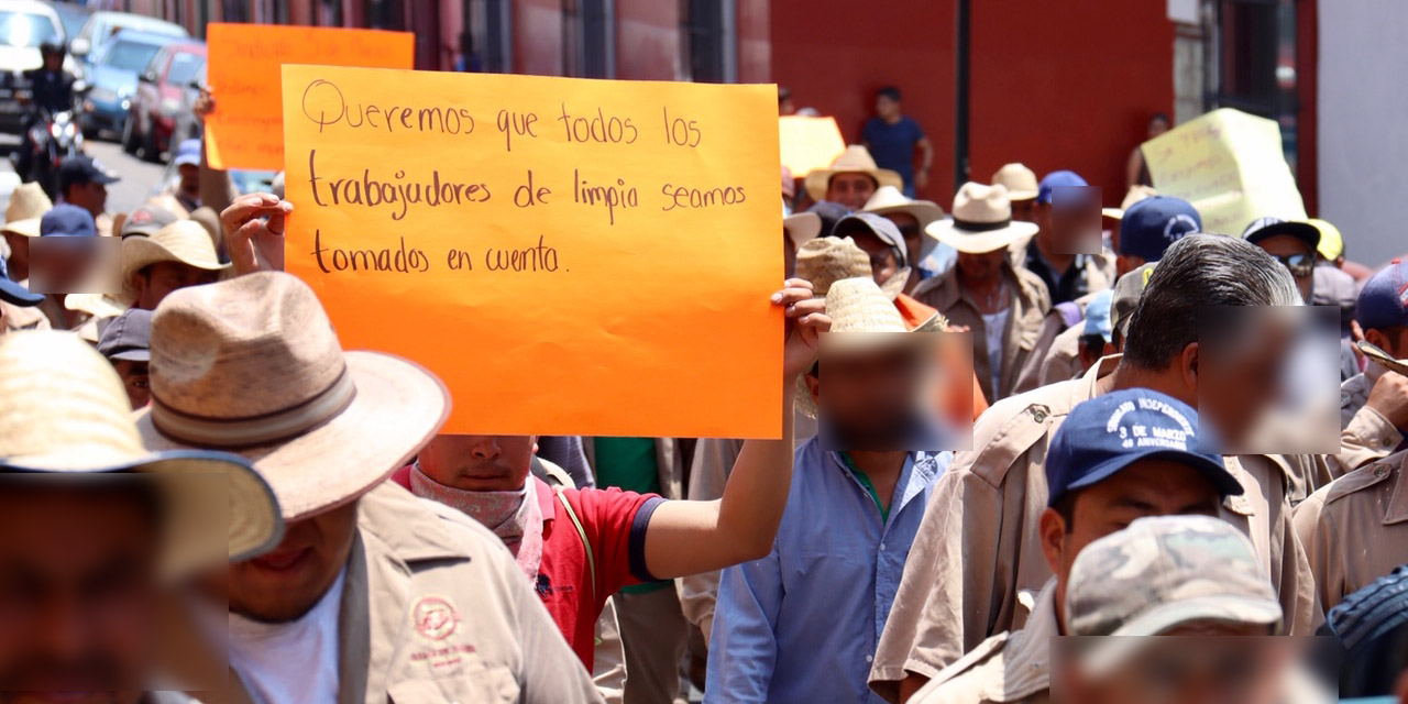 Protesta el personal de limpia de la capital de Oaxaca; exigen atención