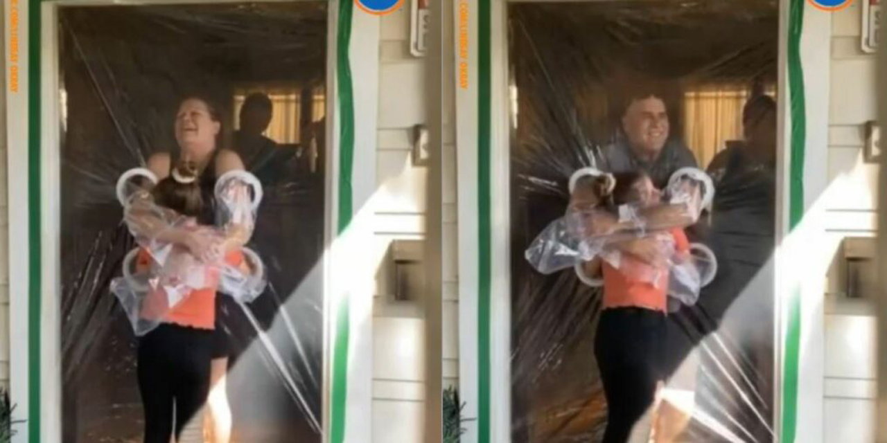 Video: Niña crea una cortina para poder abrazar a sus abuelos durante la cuarentena