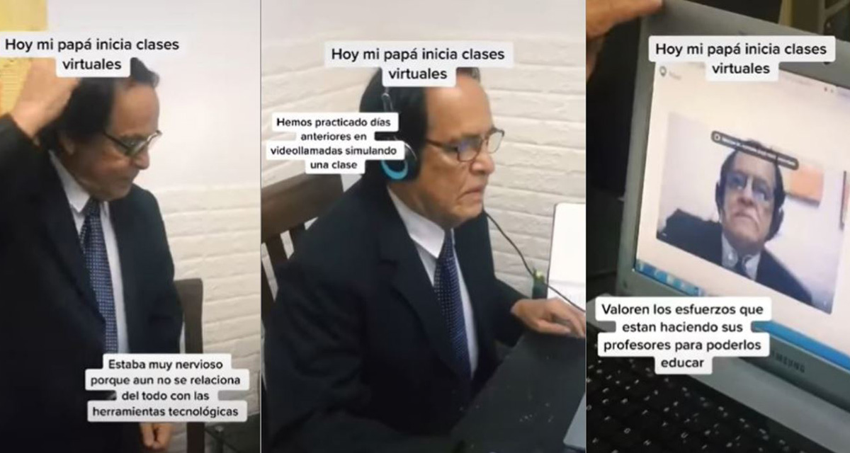 Video: Maestro recibe ayuda de su hija para poder dar su primera clase en línea