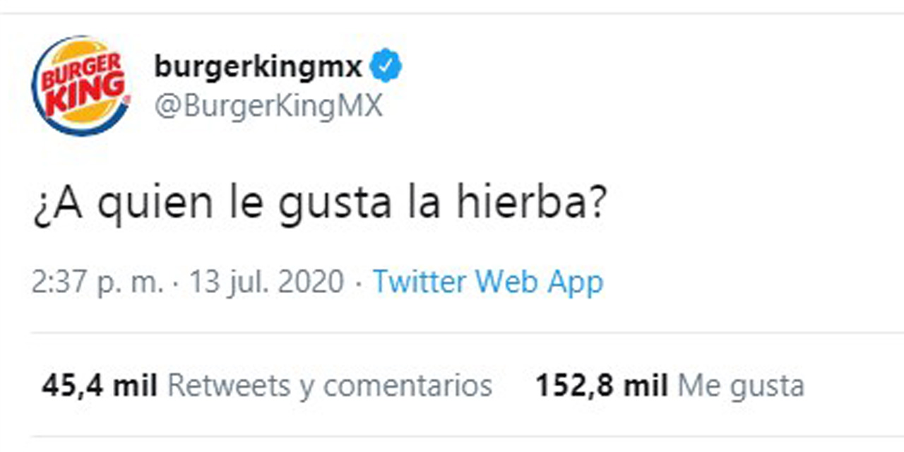 “¿A quién le gusta la hierba?”, el polémico tuit de Burger King | El Imparcial de Oaxaca