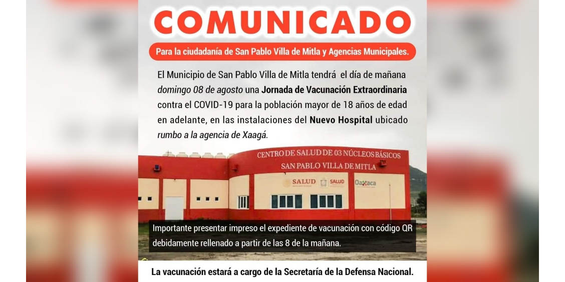 Conoce la sede para la vacunación contra Covid-19 en Mitla | El Imparcial de Oaxaca