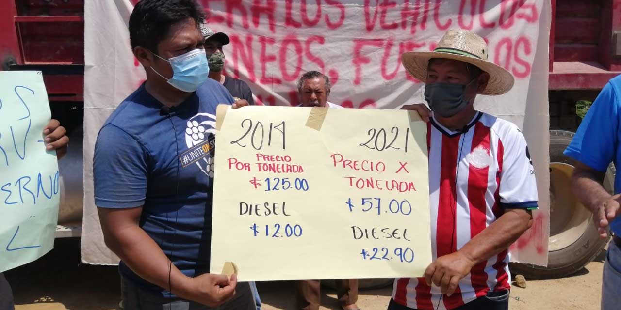 Protestan camioneros en banco de material pétreo de Salina Cruz | El Imparcial de Oaxaca