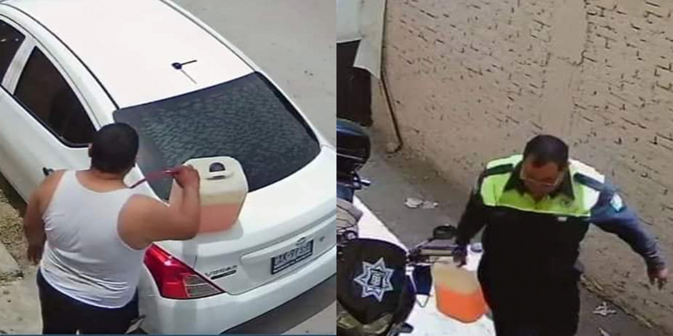 ¿Policía de tránsito… huachicol? Lo exhiben en Redes Sociales