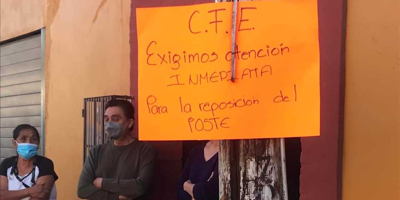 Tras protesta, CFE atenderá poste en mal estado en el barrio de Xochimilco