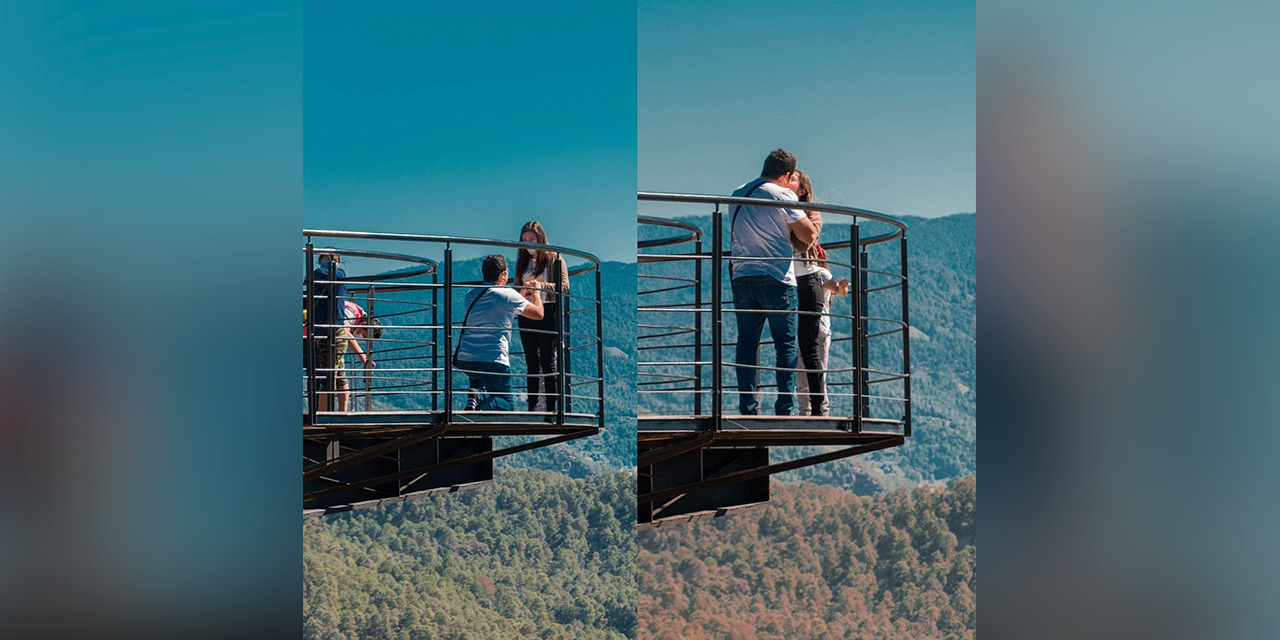 ¡Un amor de altura! Joven le propone matrimonio desde el Mirador de Cristal