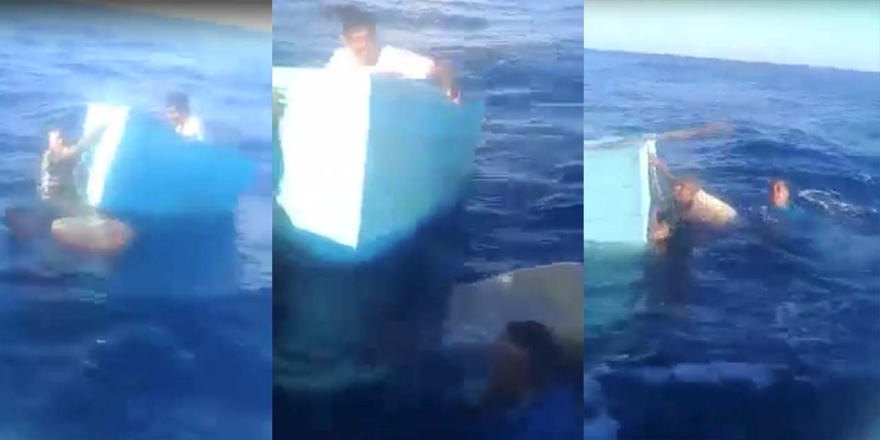 VIDEO: Así fue el rescate de los pescadores en Puerto Escondido a quienes se les hundió la lancha