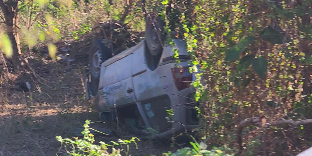 Vuelca fuera de la carretera; sobrevive y escapa