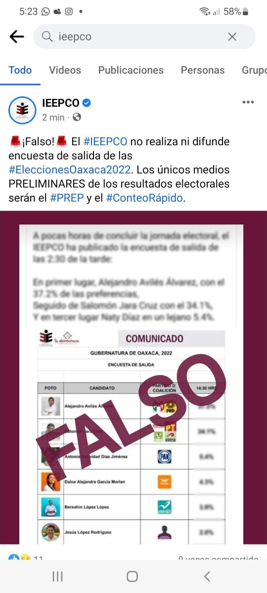 Noticia falsa adjudicada al IEEEPCO da por ganador a “AAA” | El Imparcial de Oaxaca