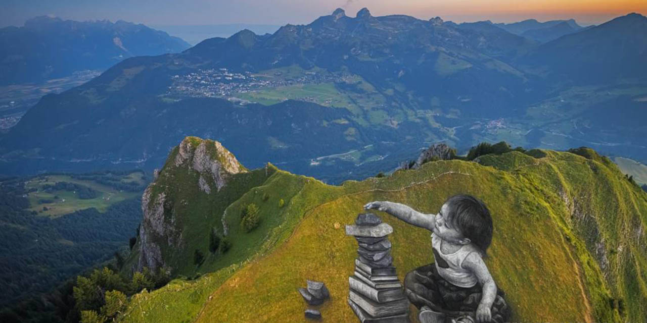 “Vers l’equilibre”, un cuadro gigante biodegradable del artista franco-suizo Saype se expone en Suiza | El Imparcial de Oaxaca