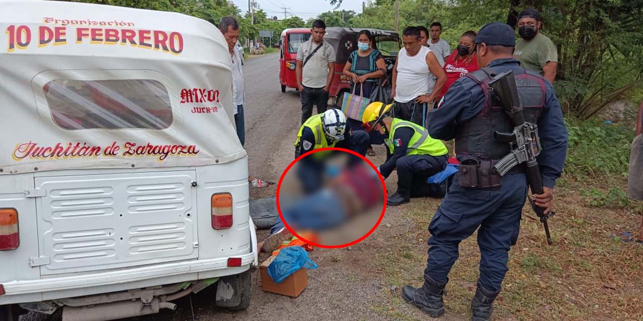 Vuelca mototaxi por falla mecánica; sexagenario herido