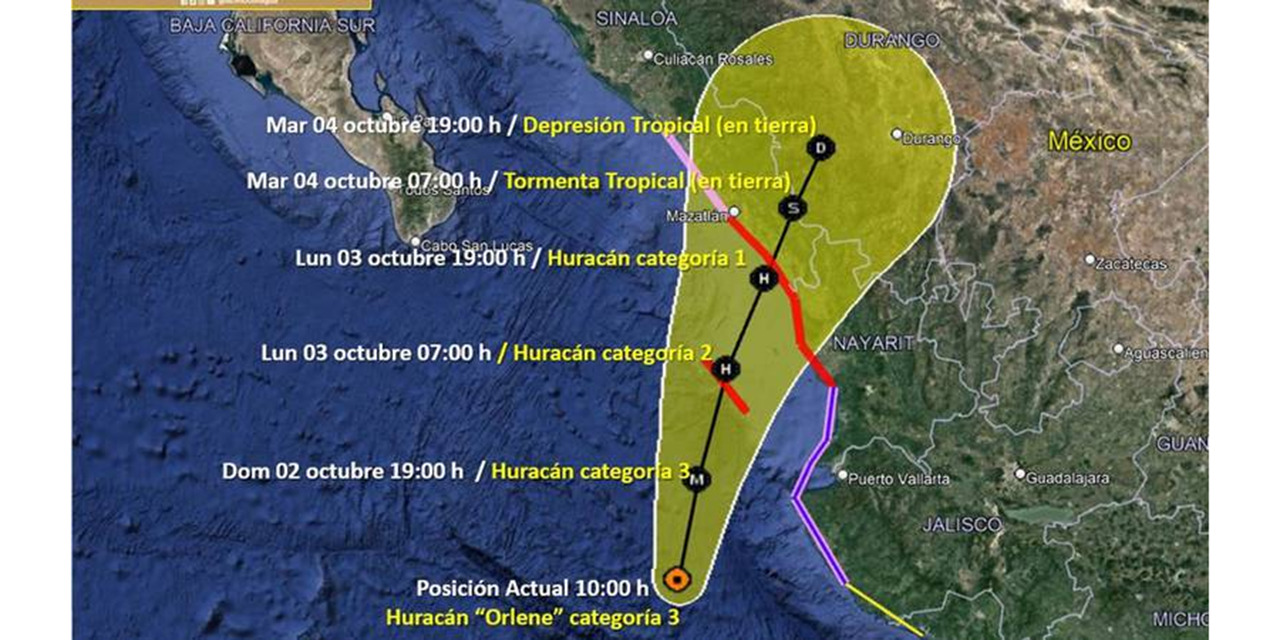 Huracán ‘Orlene’ pierde fuerza, se degrada a categoría 3 | El Imparcial de Oaxaca