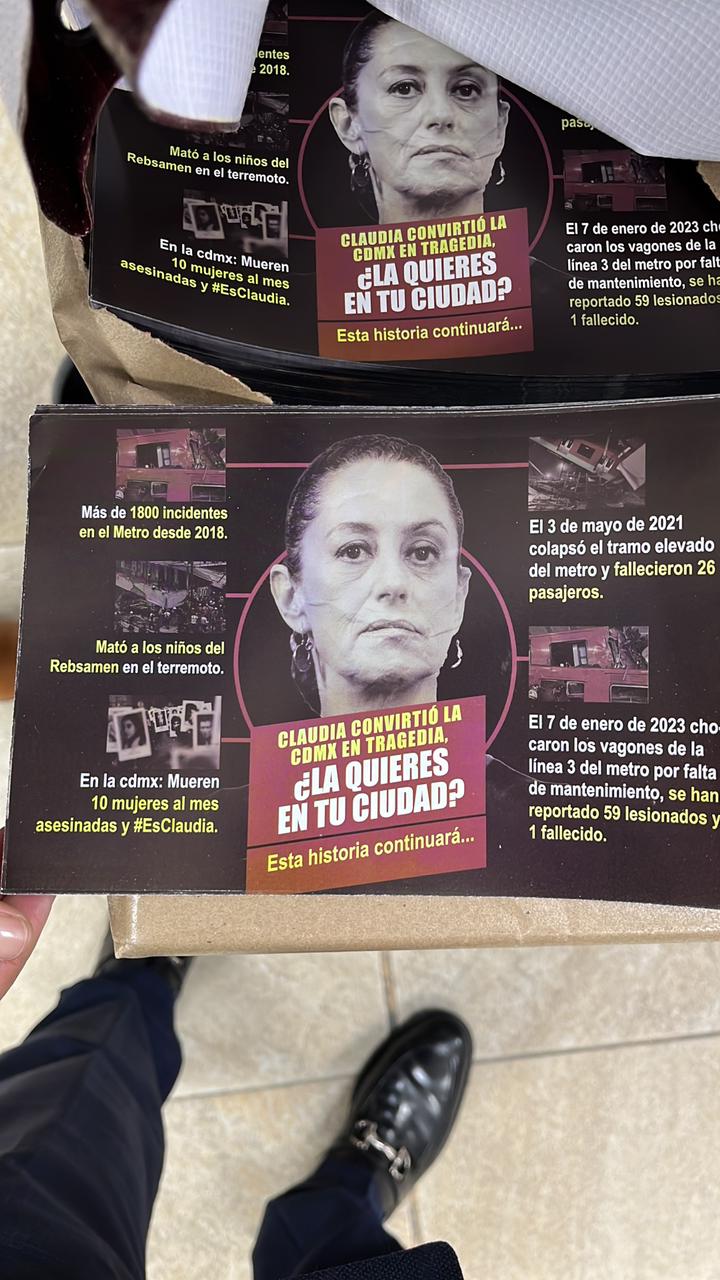 Encontraron folletos y lonas con mensajes contra la jefa de Gobierno. Foto: Juan José Serrano
