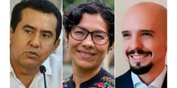 Los nuevos consejeros del INE: Jorge Montaño Ventura, Rita Bell López Vences y Arturo Castillo Loza.