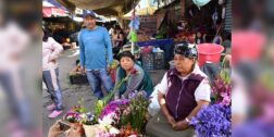 Fotos: Adrián Gaytán / Vendedoras de flores de Santiago Tlazoyaltepec, en el Mercado de Abasto, señalan que nos le afectó la granizada, lo que resienten es la sequía.