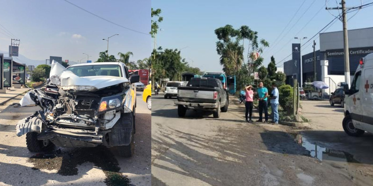 Aparatosa colisión por alcance entre dos camionetas | El Imparcial de Oaxaca