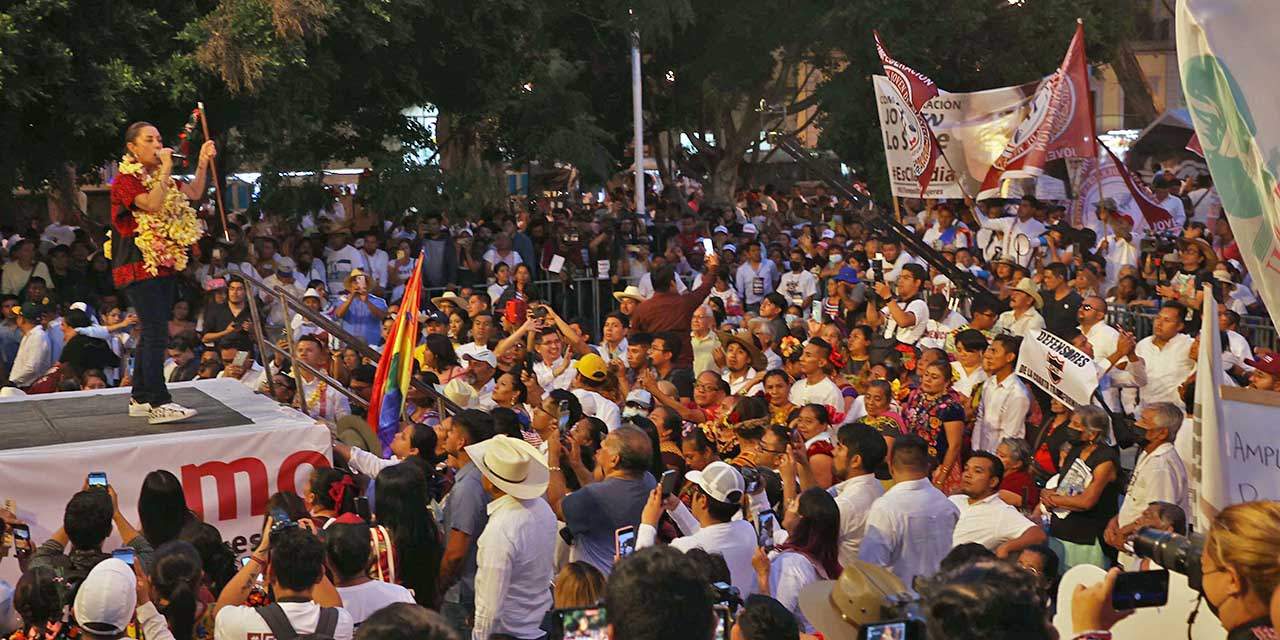 Fotos: Luis Alberto Cruz / Ante miles de militantes y simpatizantes de la Cuarta Transformación, Claudia Sheinbaum encabeza un mitin en la Alameda de León.