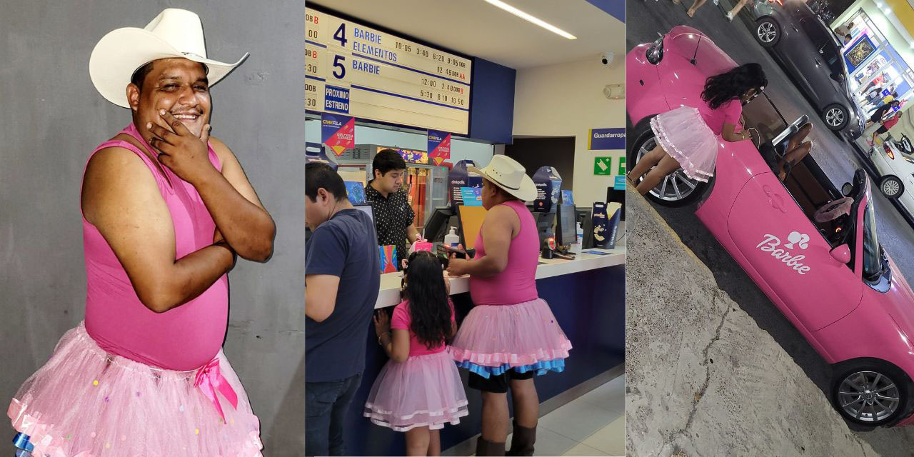 Papá se viste de rosa y acompaña a su hija al estreno de Barbie | El Imparcial de Oaxaca