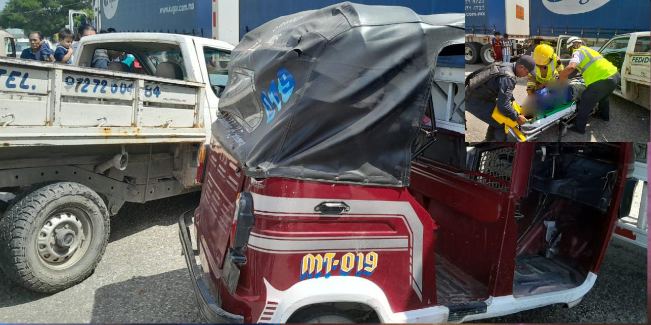 Camioneta embiste mototaxi y luego se impactan contra tráiler | El Imparcial de Oaxaca