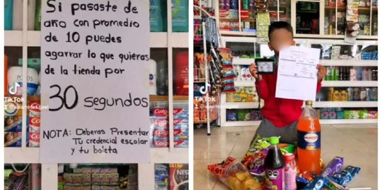 Tienda en Ixtapaluca premia a estudiantes con promedio de 10 dejándoles tomar productos gratis