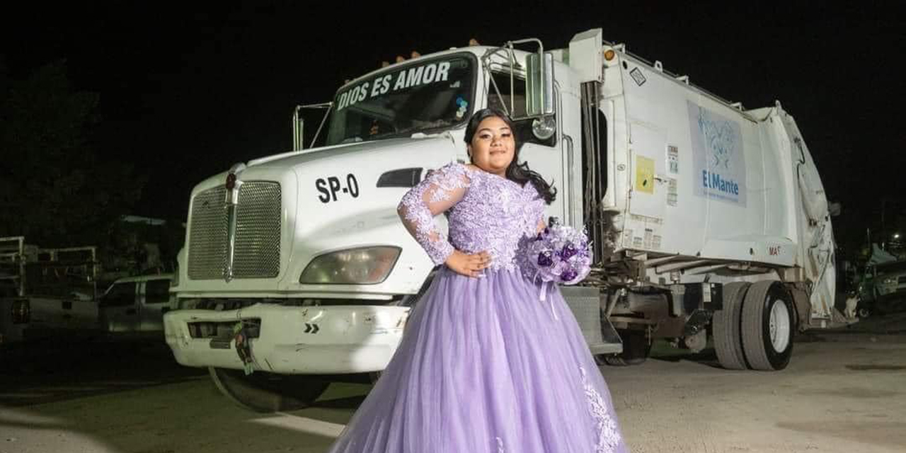 Quinceañera realiza sesión de fotos con el carro de basura de su padre | El Imparcial de Oaxaca