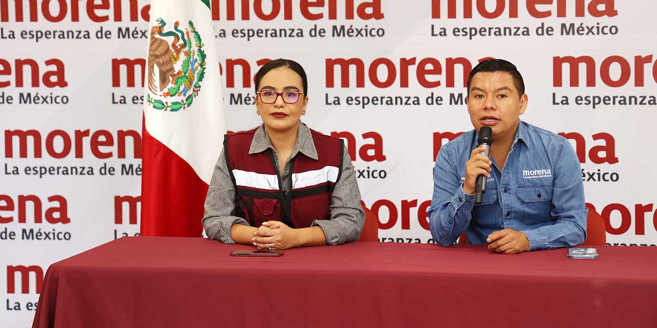 Foto: Luis Alberto Cruz // La diputada Liz Arroyo Rodríguez y el dirigente estatal de Morena, Benjamín Viveros Montalvo, llaman a dejar de lado la “guerra sucia”.