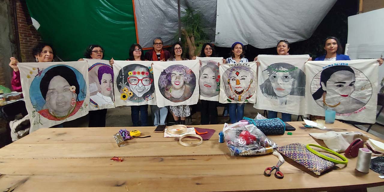 Las integrantes de la red y aliadas recrearon rostros de 10 periodistas mexicanas asesinadas entre 2005 y 2022.
