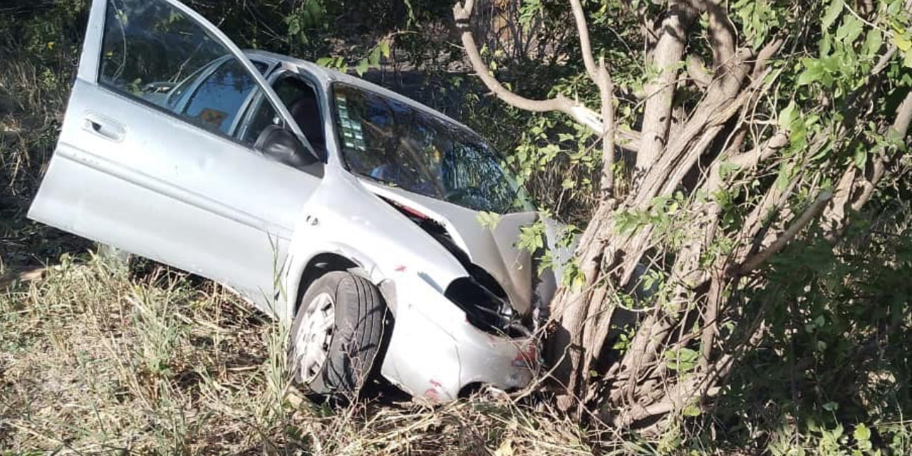 Pierde el control, sale de la vía e impacta auto contra árbol | El Imparcial de Oaxaca