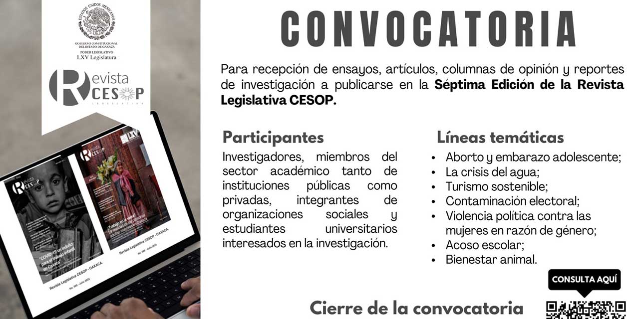 Abren convocatoria para recepción de artículos para revista legislativa | El Imparcial de Oaxaca