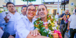 Foto: cortesía // Liz Arroyo se reunió con Claudia Sheinbaum, durante su visita a Oaxaca.