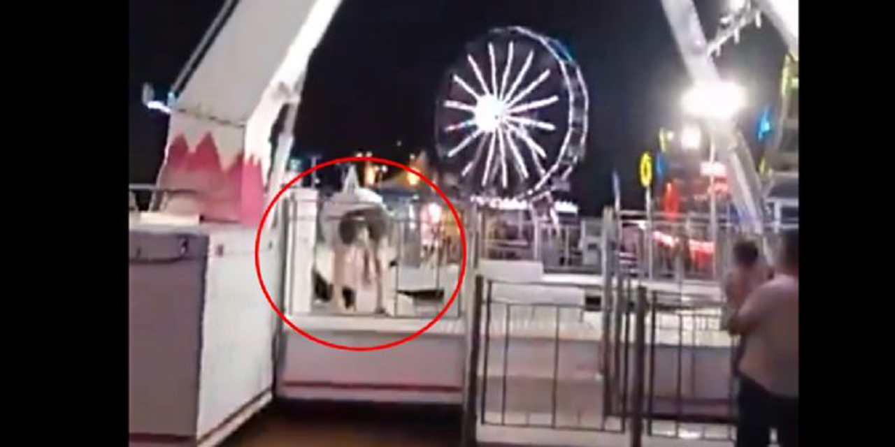 VIDEO: Es golpeado fuertemente por un juego mecánico en feria de Brasil