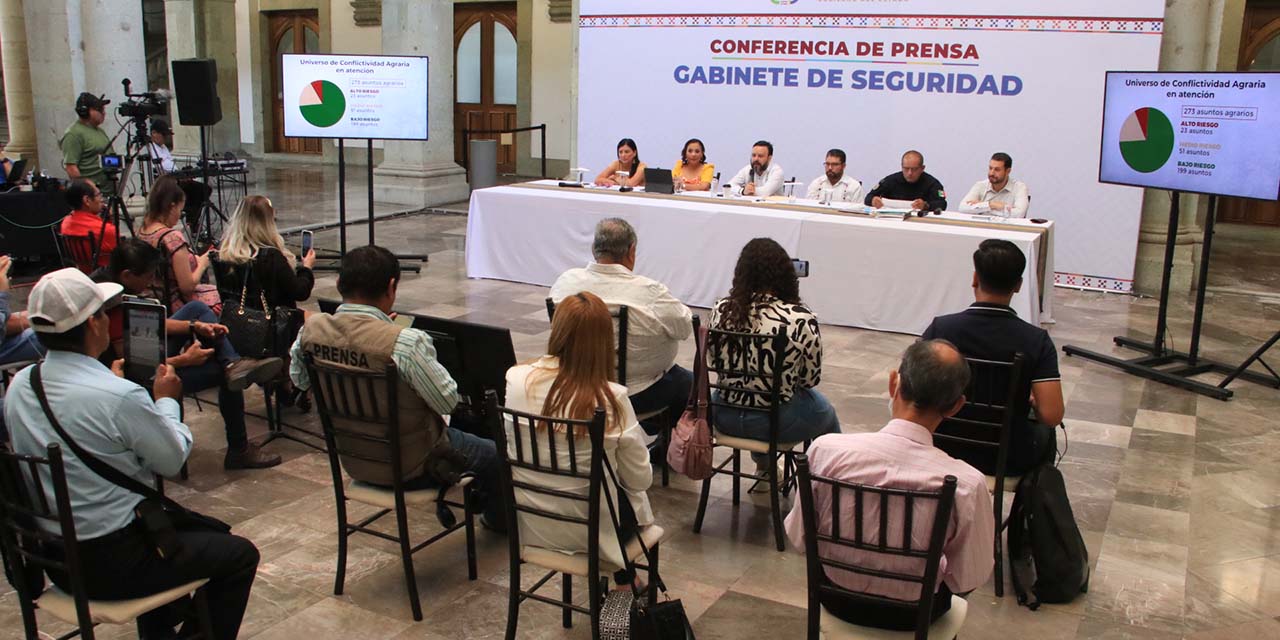 Foto: Adrián Gaytán // Integrantes del Gabinete de Seguridad y Gobernabilidad informan sobre los avances del proceso electoral en Oaxaca.