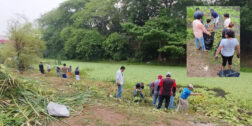 Ciudadanos juchitecos realizan tequio en Río Las Nutrias