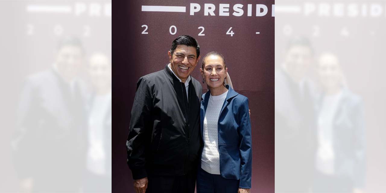 Foto: cortesía // La virtual presidenta electa de México, Claudia Sheinbaum Pardo, y el gobernador de Oaxaca, Salomón Jara Cruz.