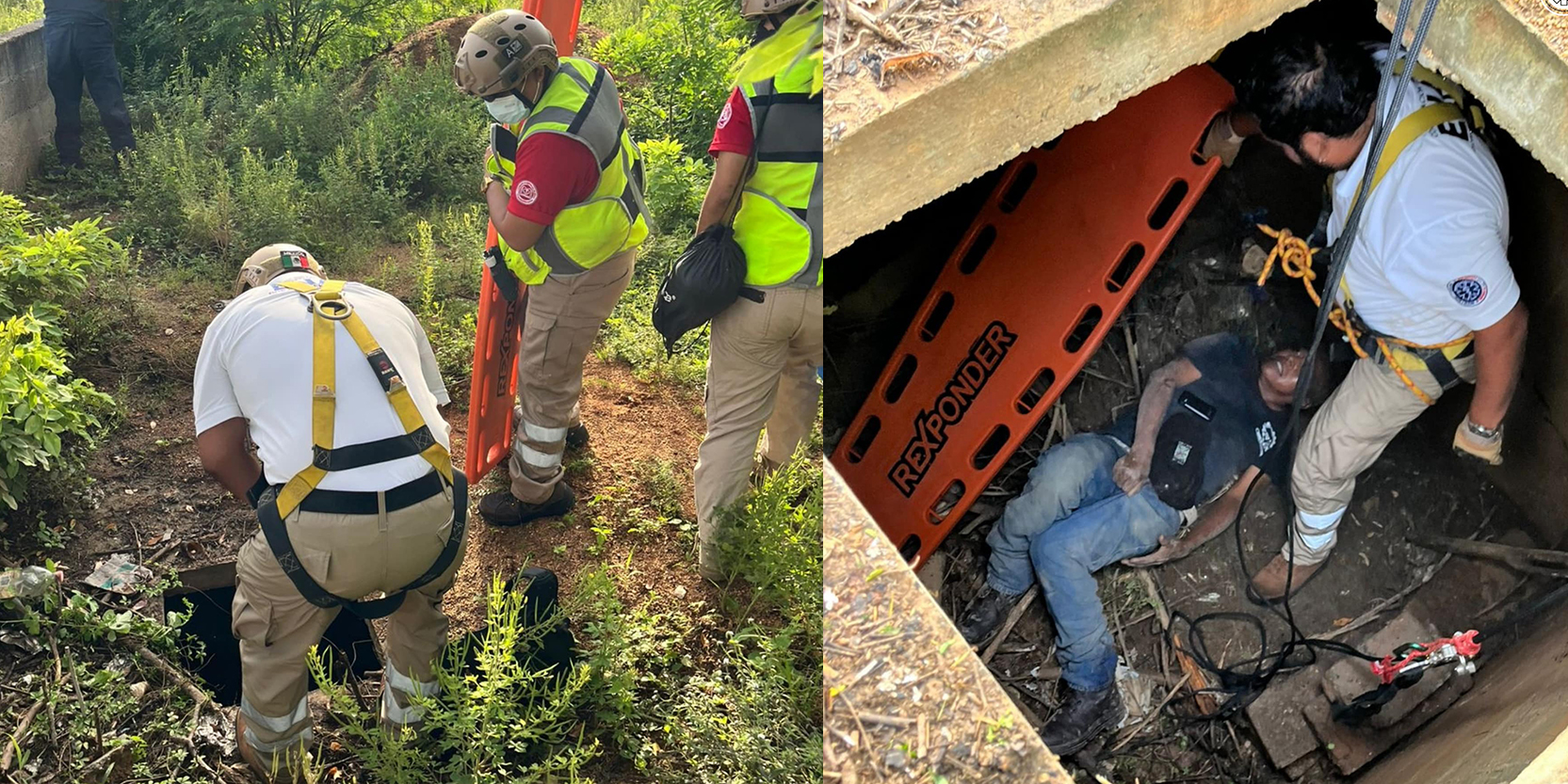 Cae pesadamente a una fosa en Salina Cruz