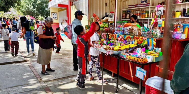 Foto: Álvaro Cuitláhuac López // Comercio semi establecido en cercanías de escuelas sin el menor recato para la venta de comida chatarra.