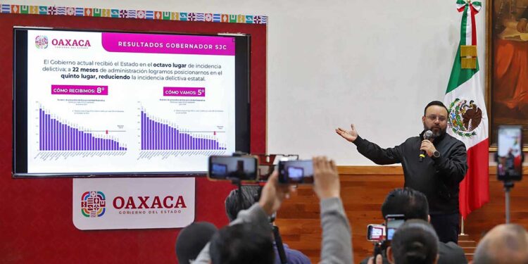 Foto: Luis Alberto Cruz // El secretario de Gobierno, Jesús Romero López, ofrece datos sobre la seguridad pública.